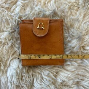 Vintage Tan Leather Wallet with Gold Accent
